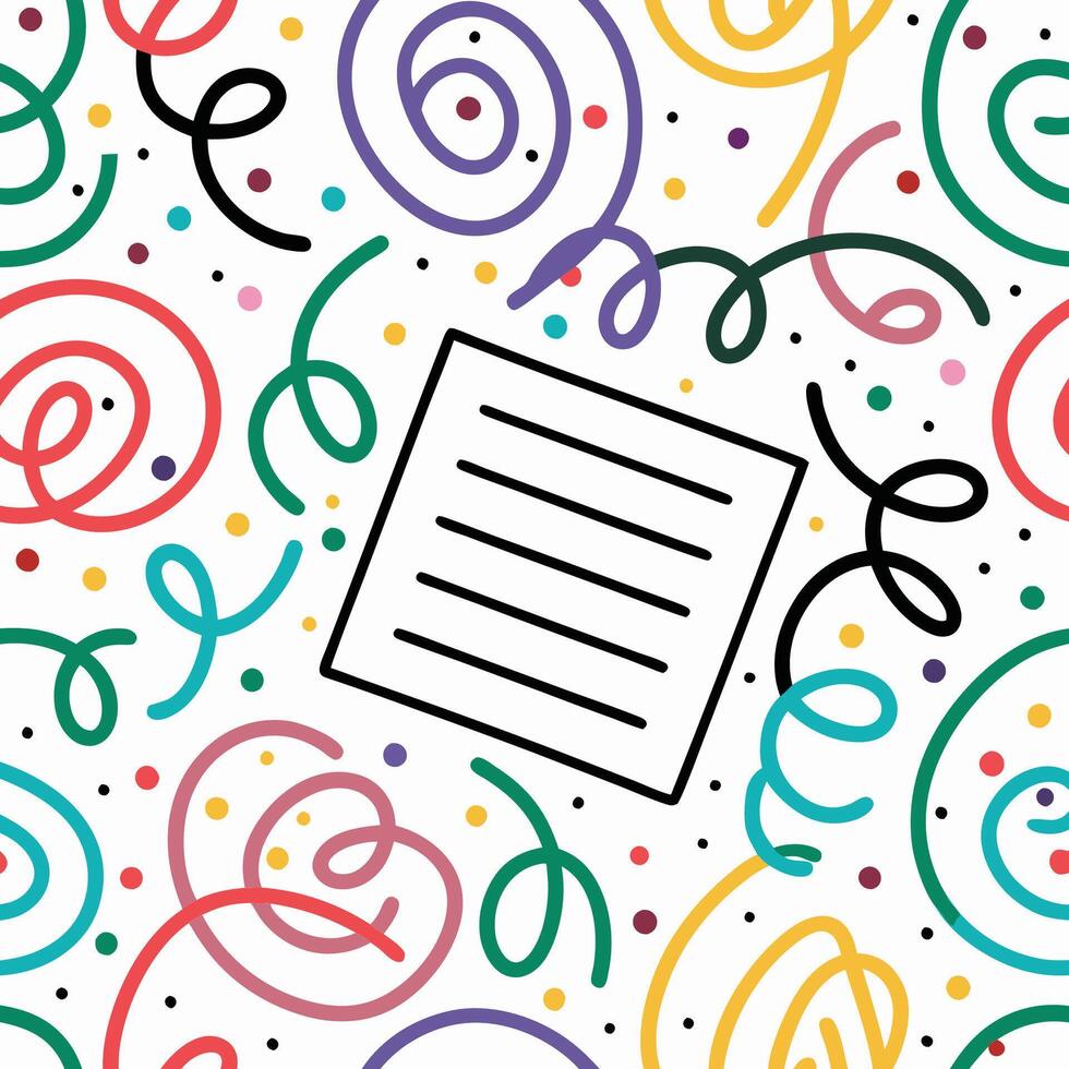 a sheet of paper with colorful swirls and lines vector