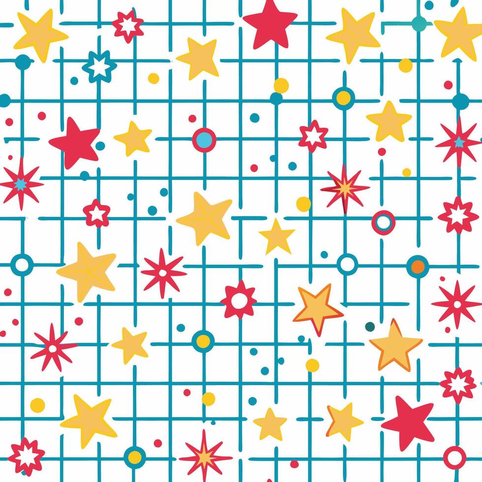 a star pattern with squares and stars on a white background vector