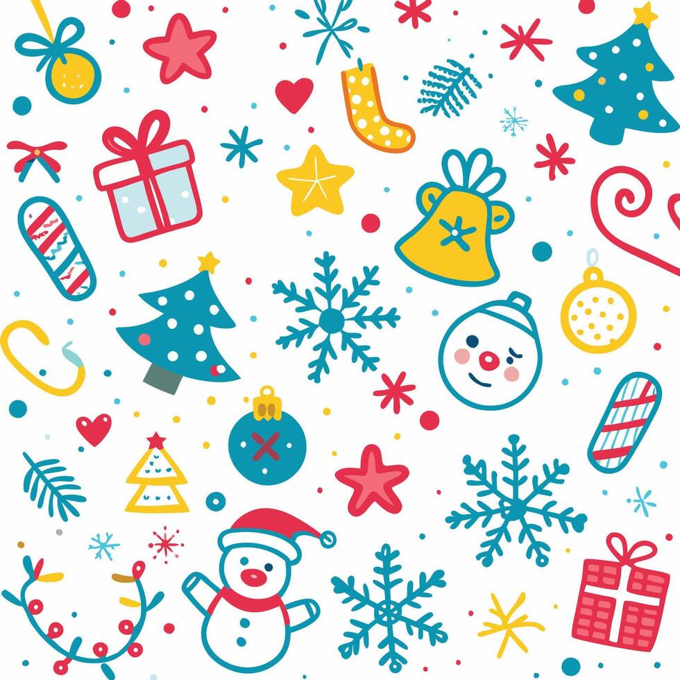 christmas icons set on white background vector