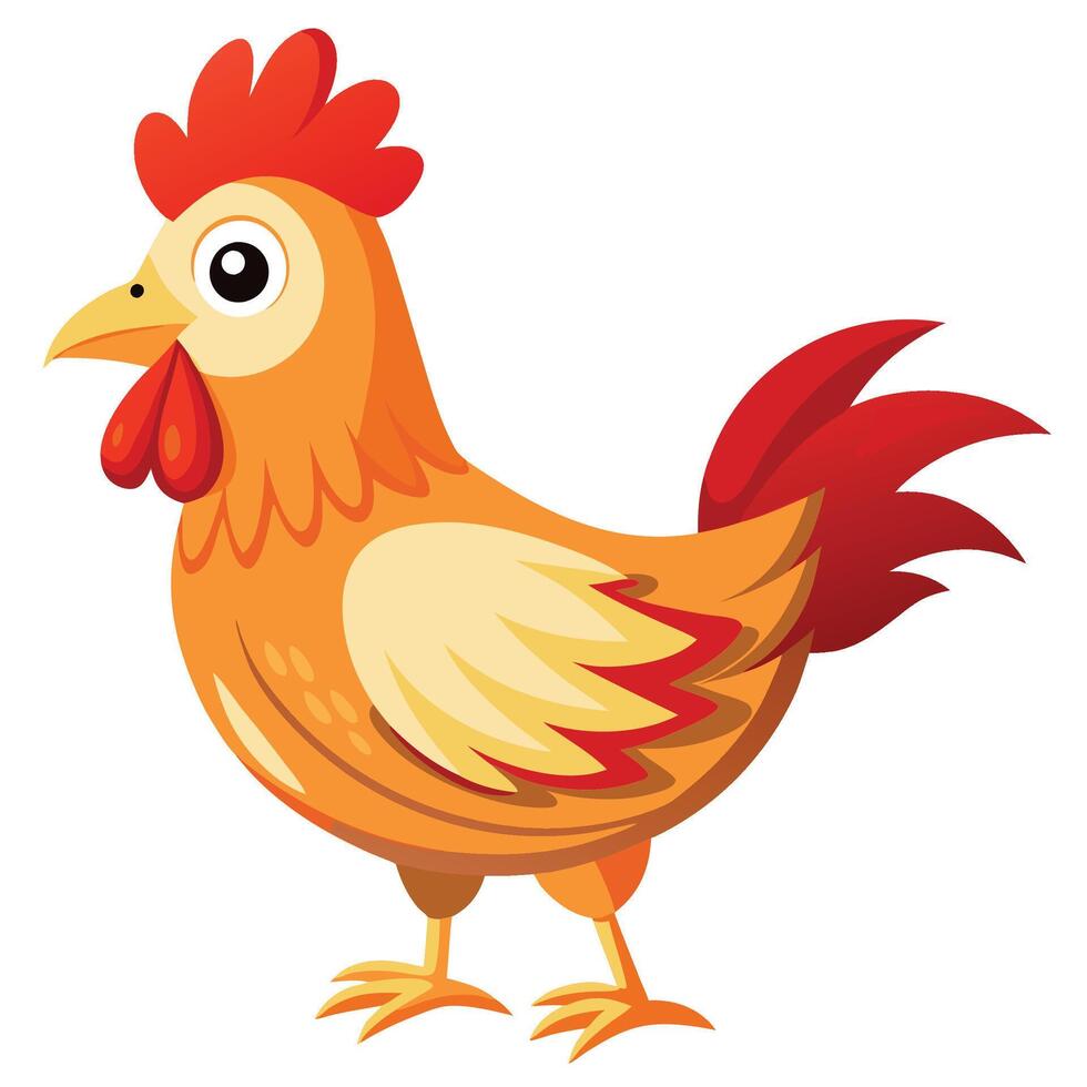 a cartoon chicken standing on a white background vector