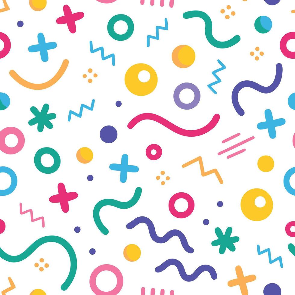 seamless pattern with colorful geometric shapes and lines vector