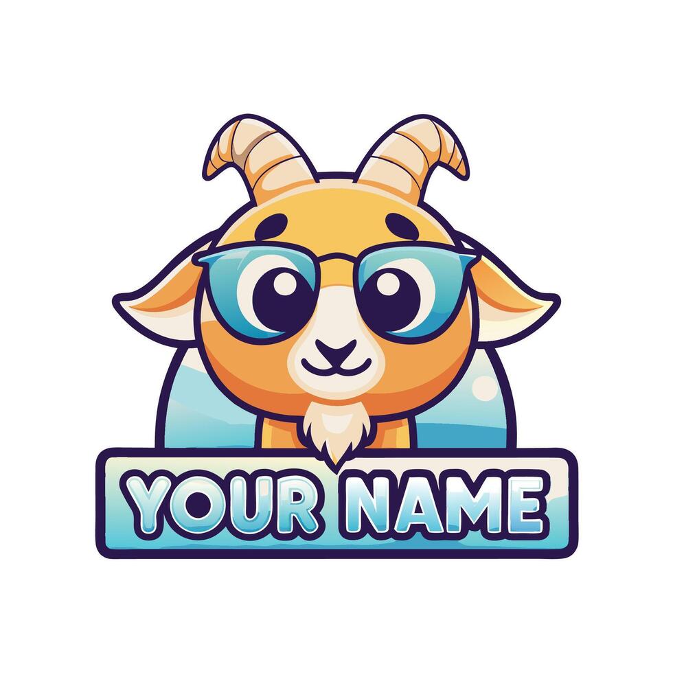 a goat wearing sunglasses and sunglasses with the word 'your name' vector