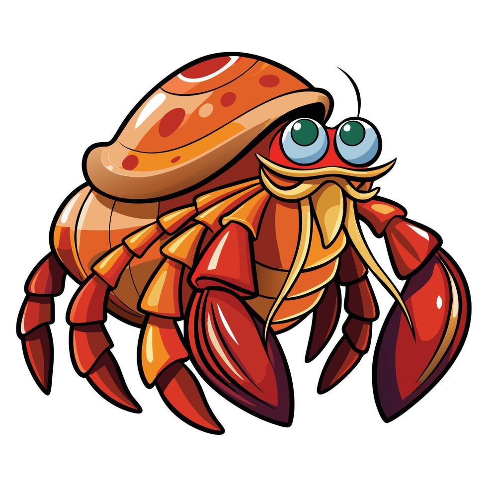 a cartoon crab with big eyes and a big shell vector