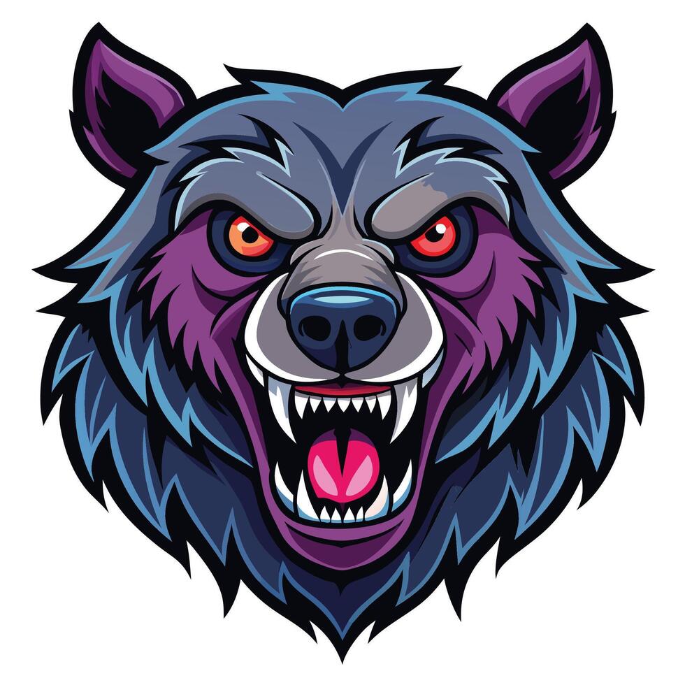 an angry bear head with open mouth vector