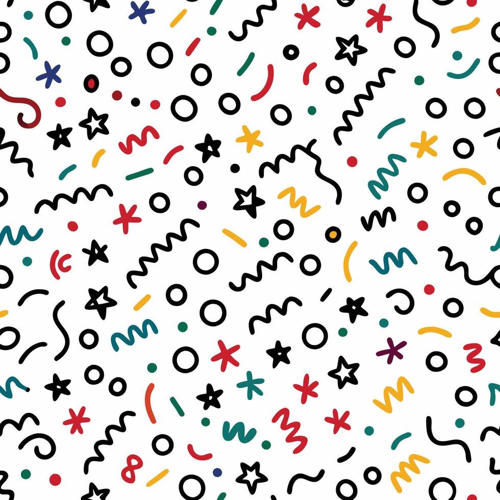 seamless pattern with colorful shapes and stars vector