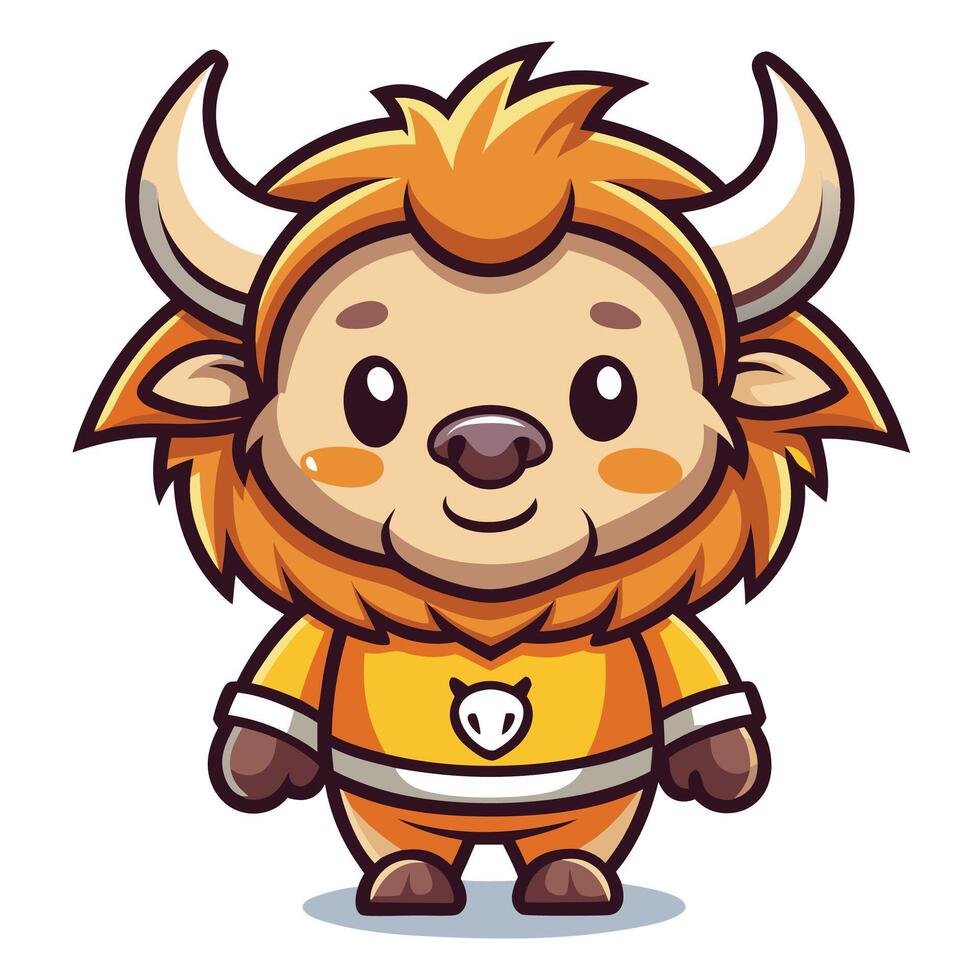 a cartoon buffalo in an orange outfit vector