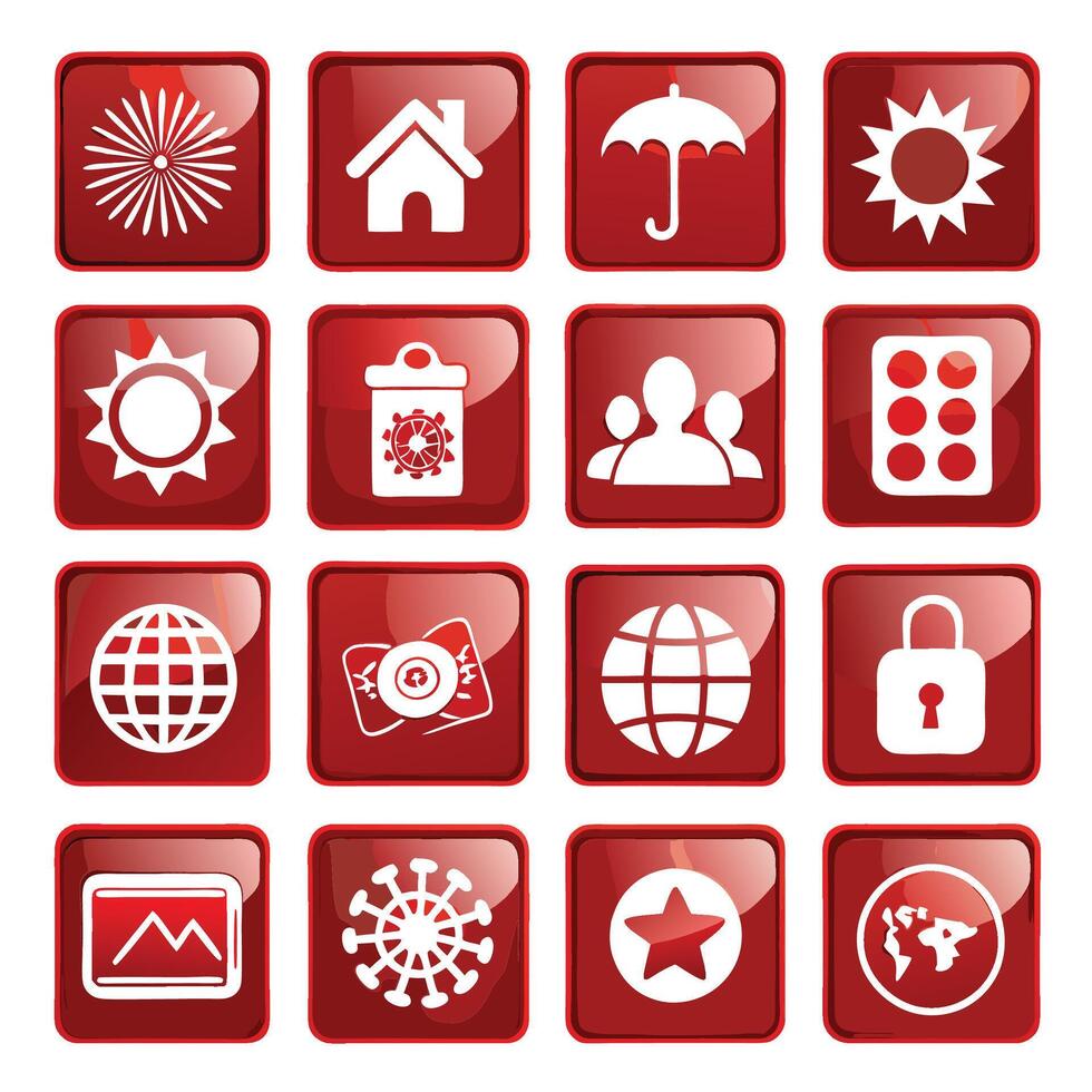 red web icons vector