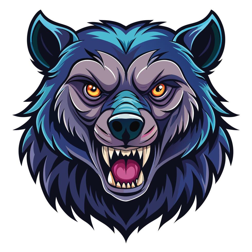 the head of a wolf or bear with its mouth open vector