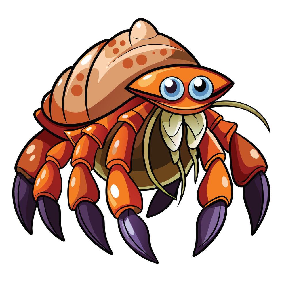 a cartoon crab with big eyes and big claws vector