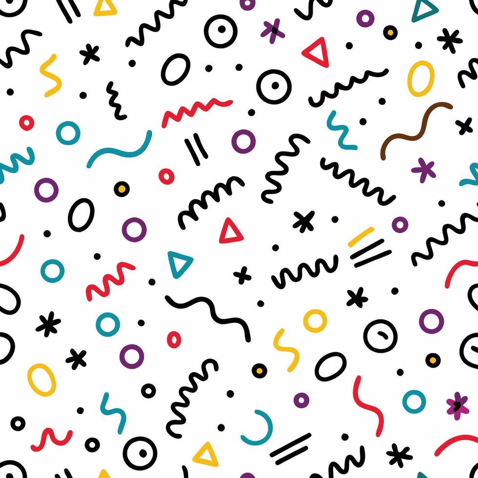 seamless pattern with colorful geometric shapes and lines vector