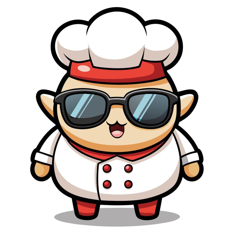 a cartoon chef wearing sunglasses and a hat vector