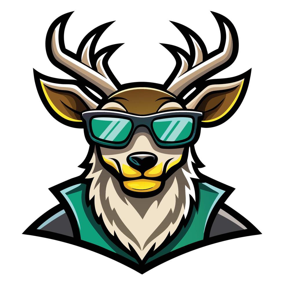 a deer wearing sunglasses and a green vest vector