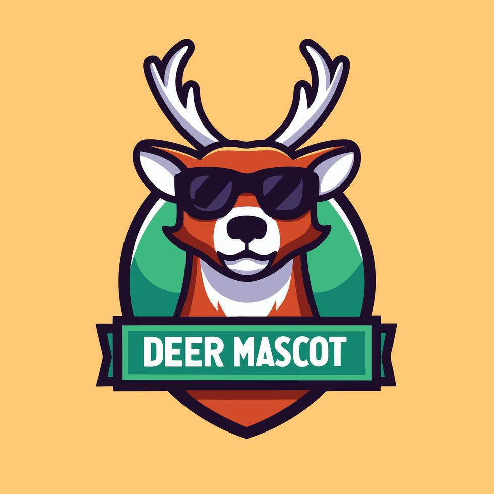 deer mascot logo with sunglasses and deer head vector
