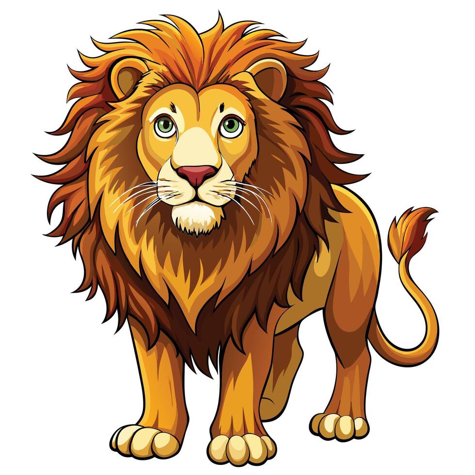 a cartoon lion standing on a white background vector