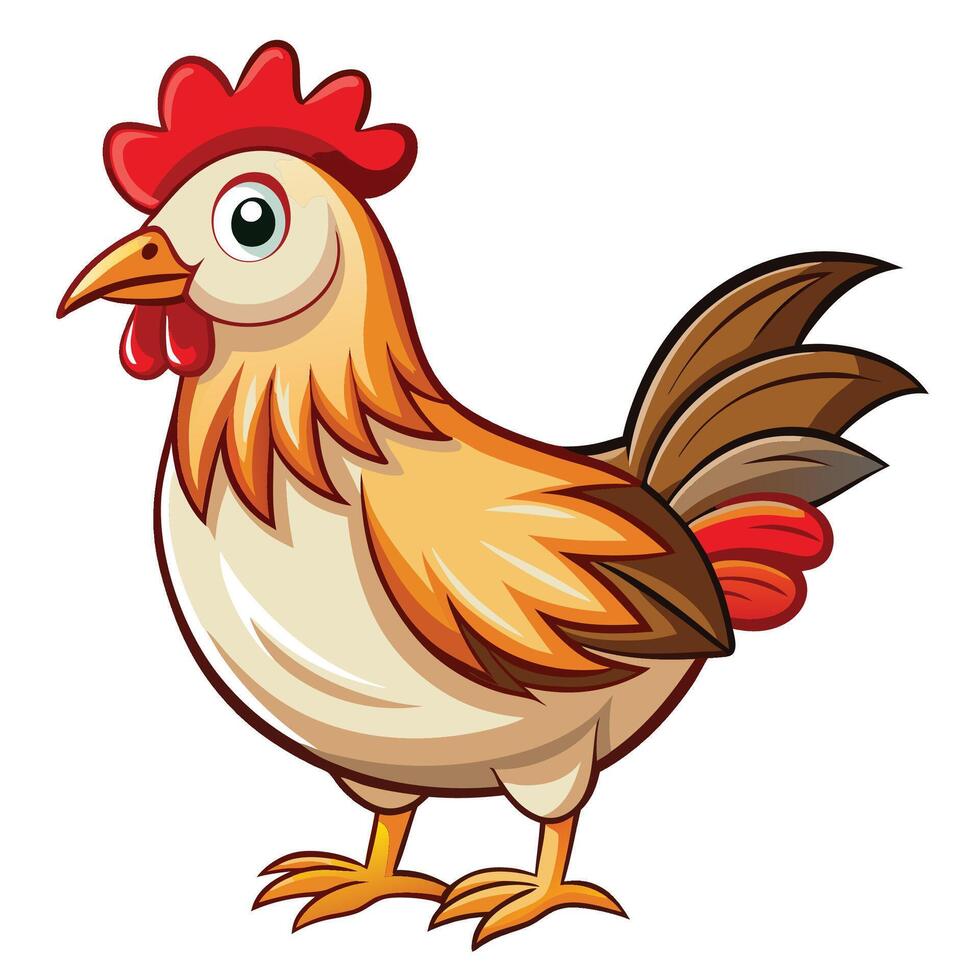 cartoon chicken standing on white background vector