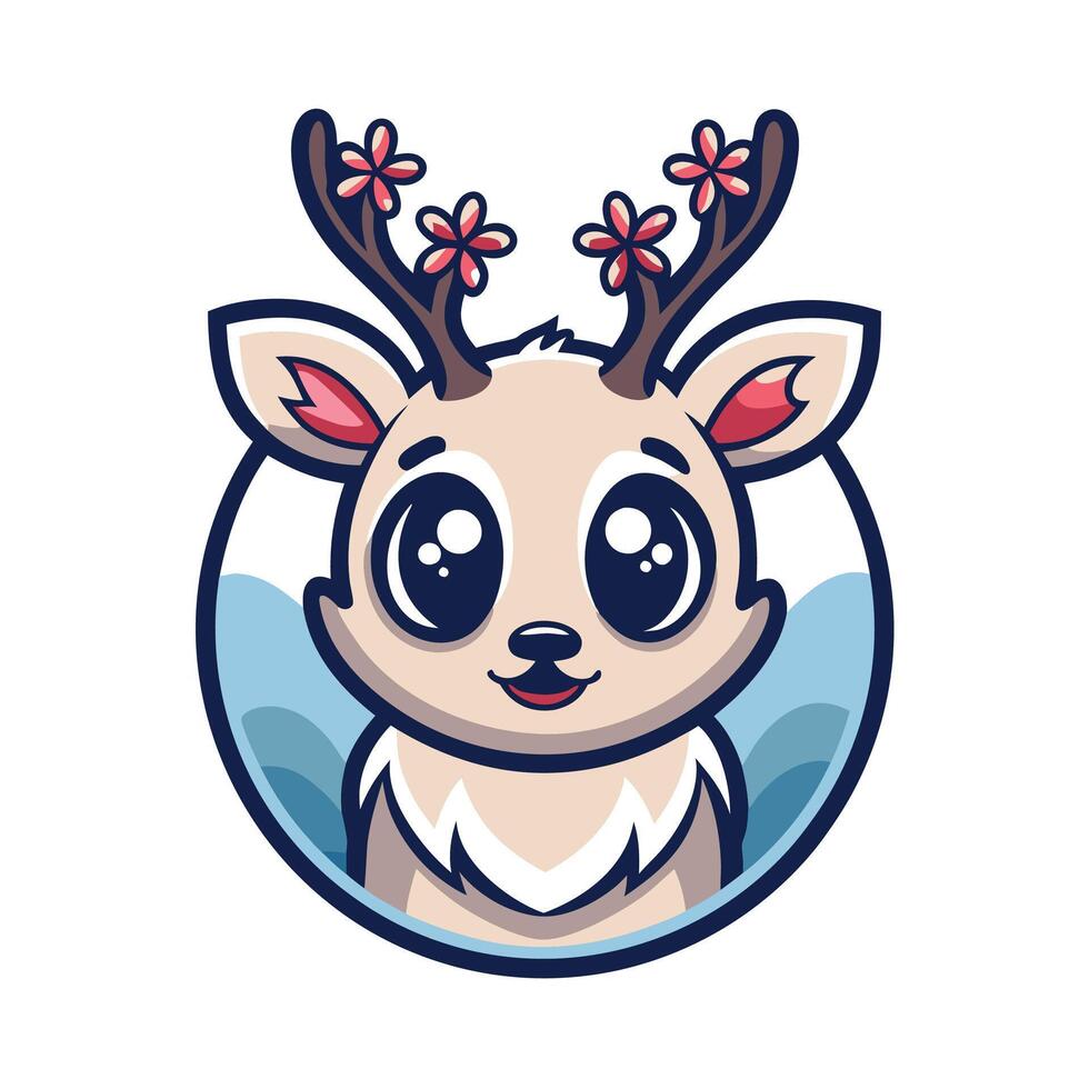 a cute deer with flowers on its head vector