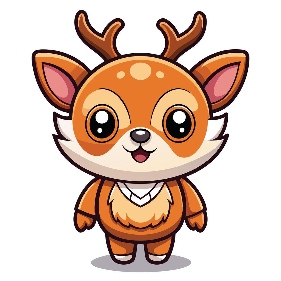 a cartoon deer with big antlers vector