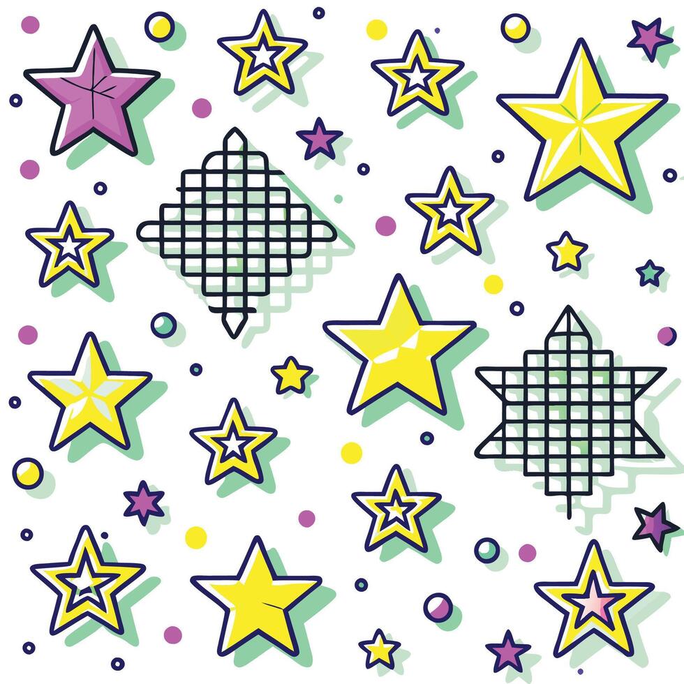 a set of stars and squares on a white background vector