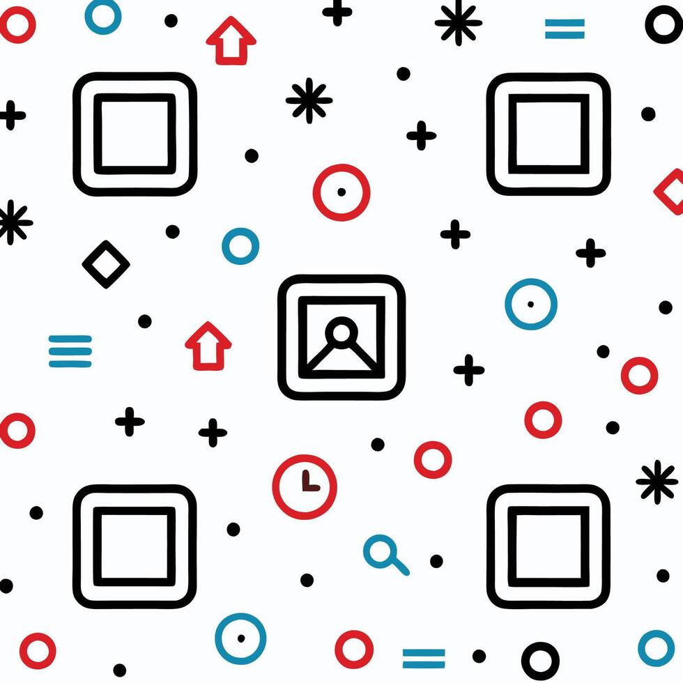 a seamless pattern with different shapes and icons vector