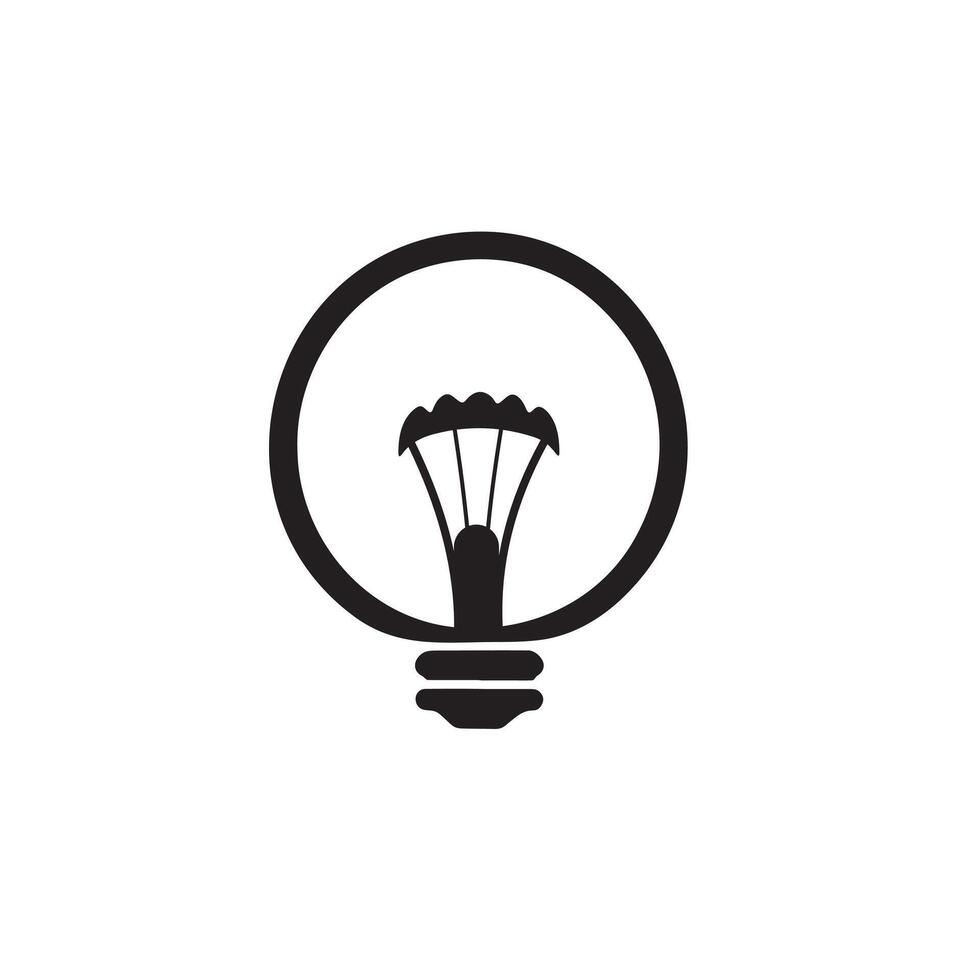 A round light bulb icon silhouette on white background vector