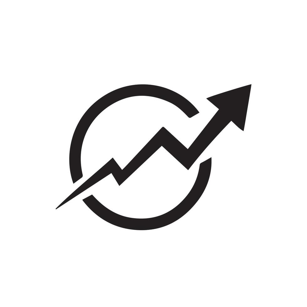 Upward trend in a circle icon silhouette on white background vector