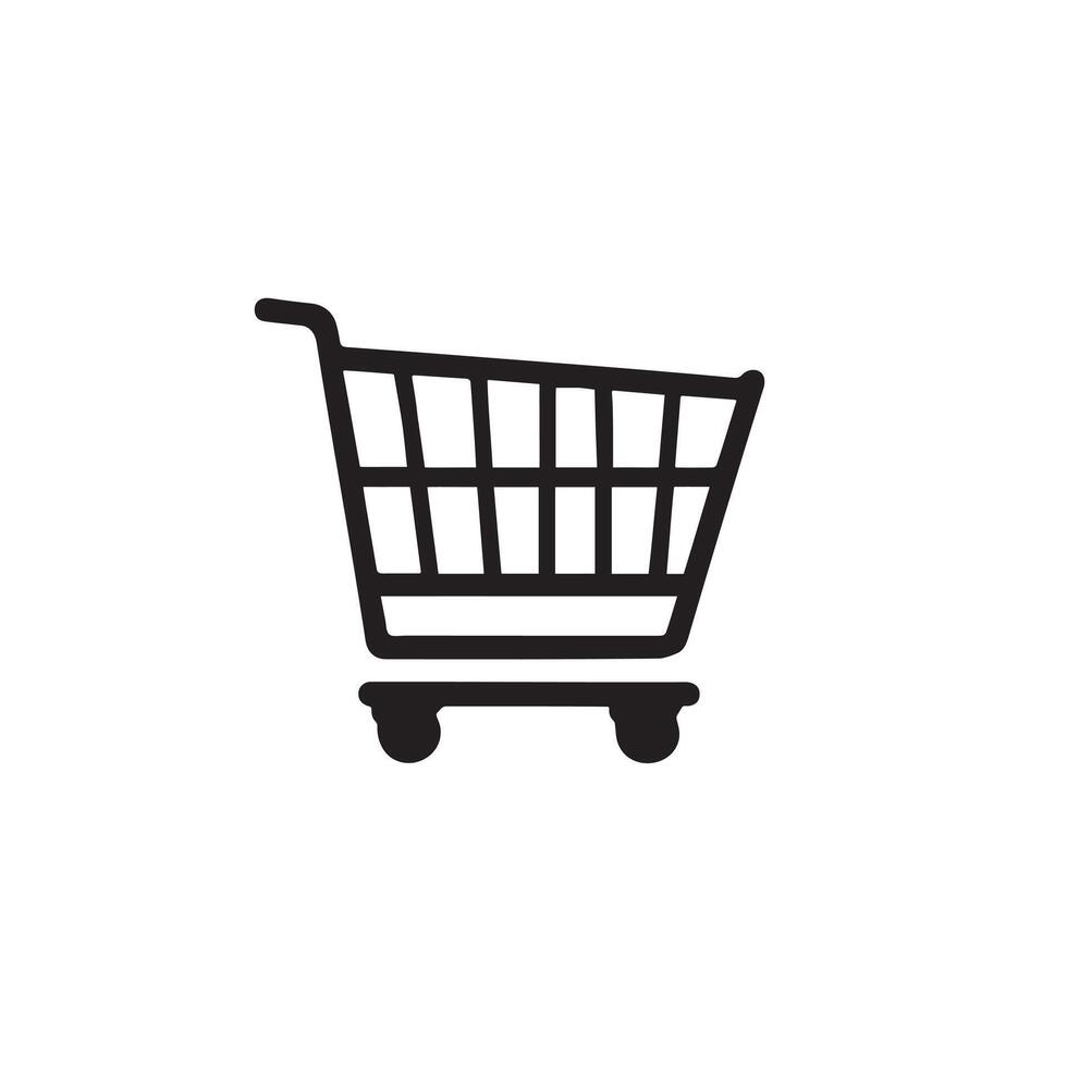 A shopping cart icon silhouette on white background vector
