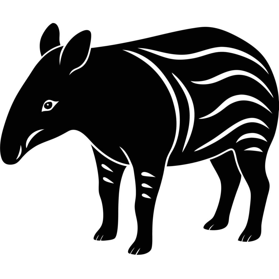 a black and white illustration of a tapir vector