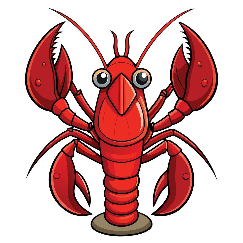 a cartoon lobster with large eyes and claws vector