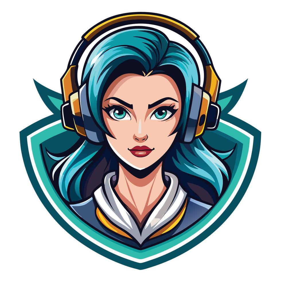 a girl with headphones on her head vector