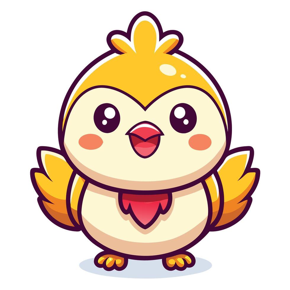 a cartoon chicken with a red heart on its chest vector