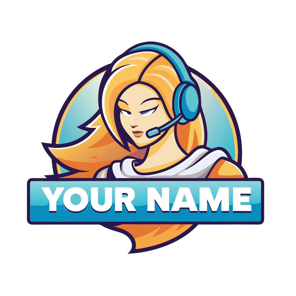 a girl with headphones on her head, with the words vector