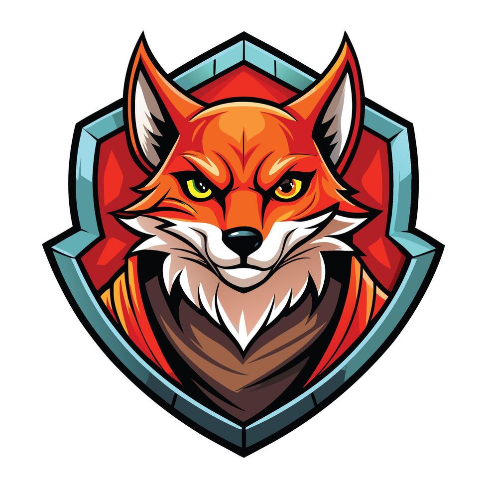 a red fox head in a shield vector