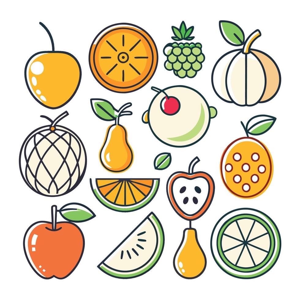fruit icons set, illustration vector
