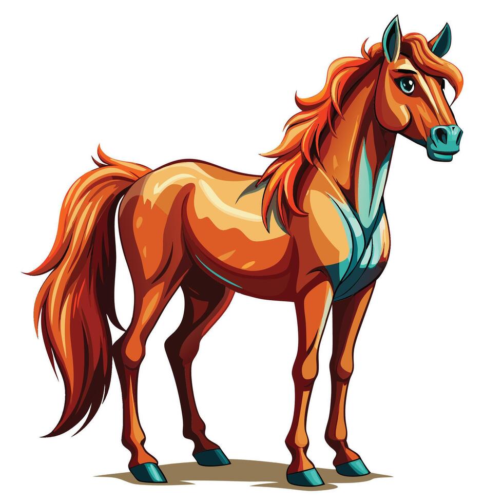 a cartoon horse with long mane and blue eyes vector