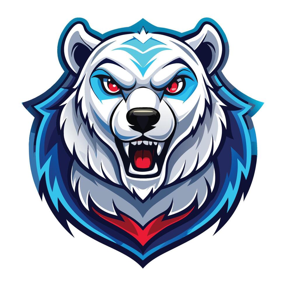 the head of a polar bear with red eyes vector