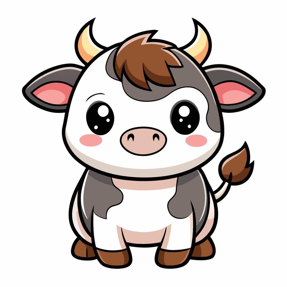 cute cow cartoon illustration vector