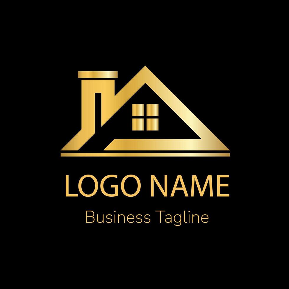 Logo House Build Gold Design Template vector