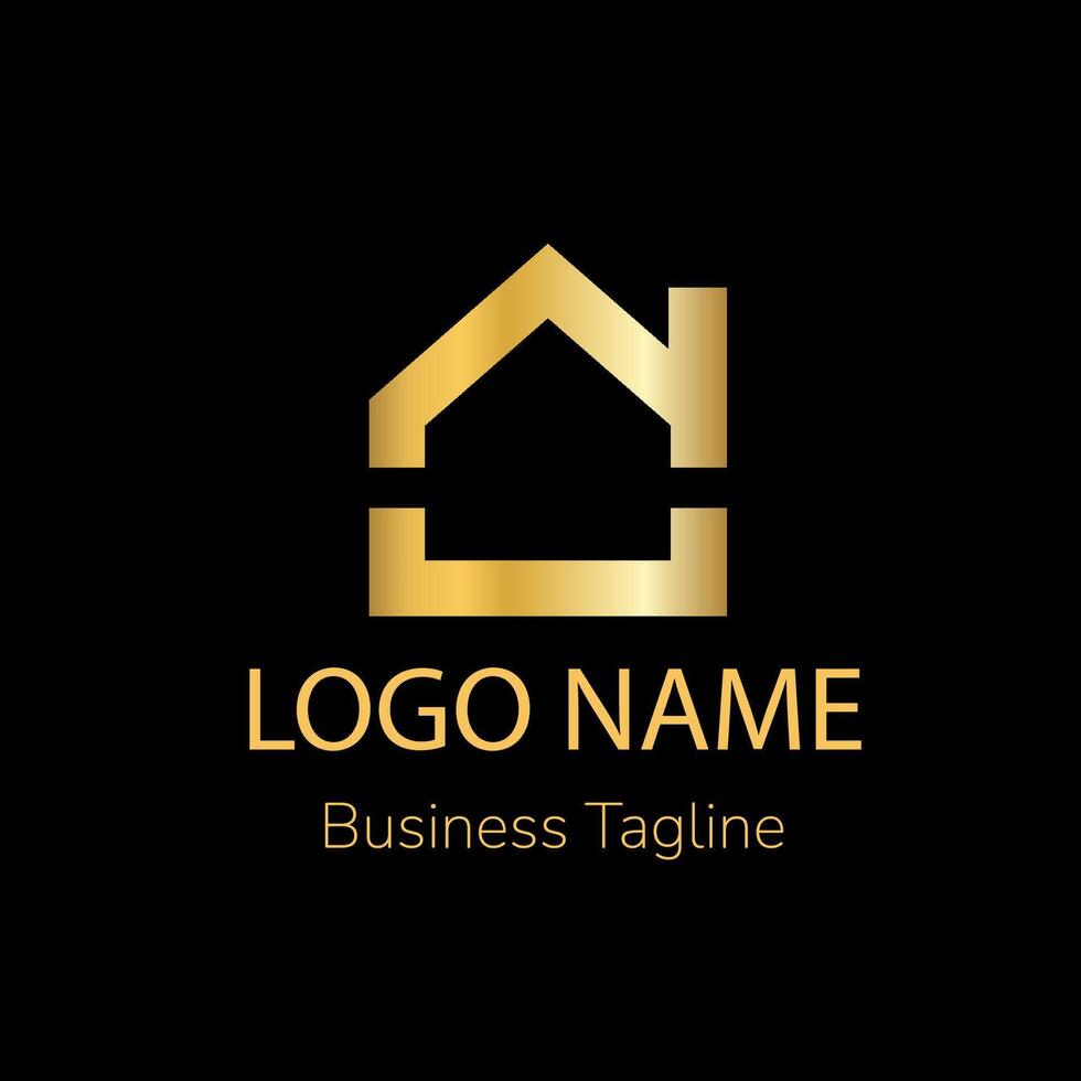 Royal Gold Building Outline Logo vector