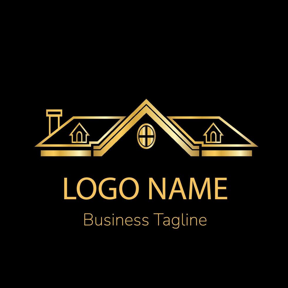 Logo House Gold Design Template vector