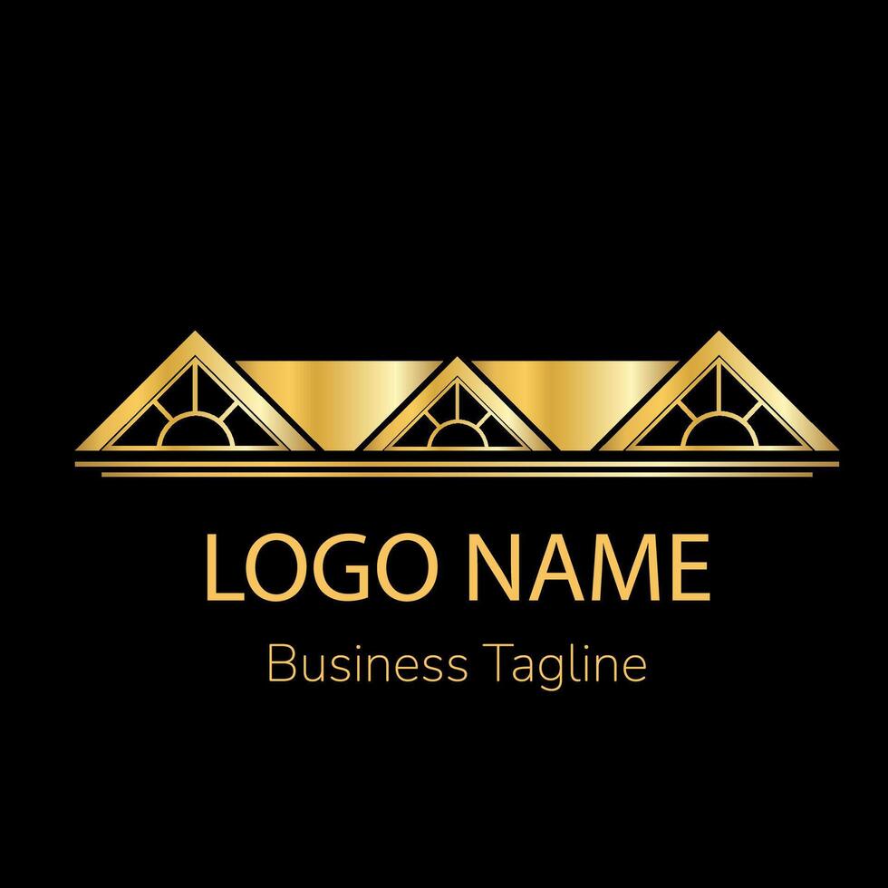 Logo House Agent Gold Design Template vector