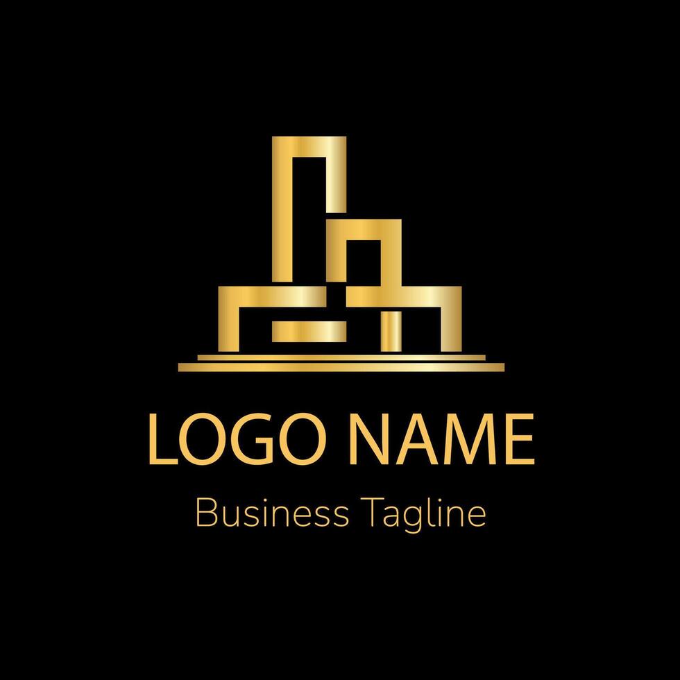 Luxurious Golden Skyscraper Logo vector