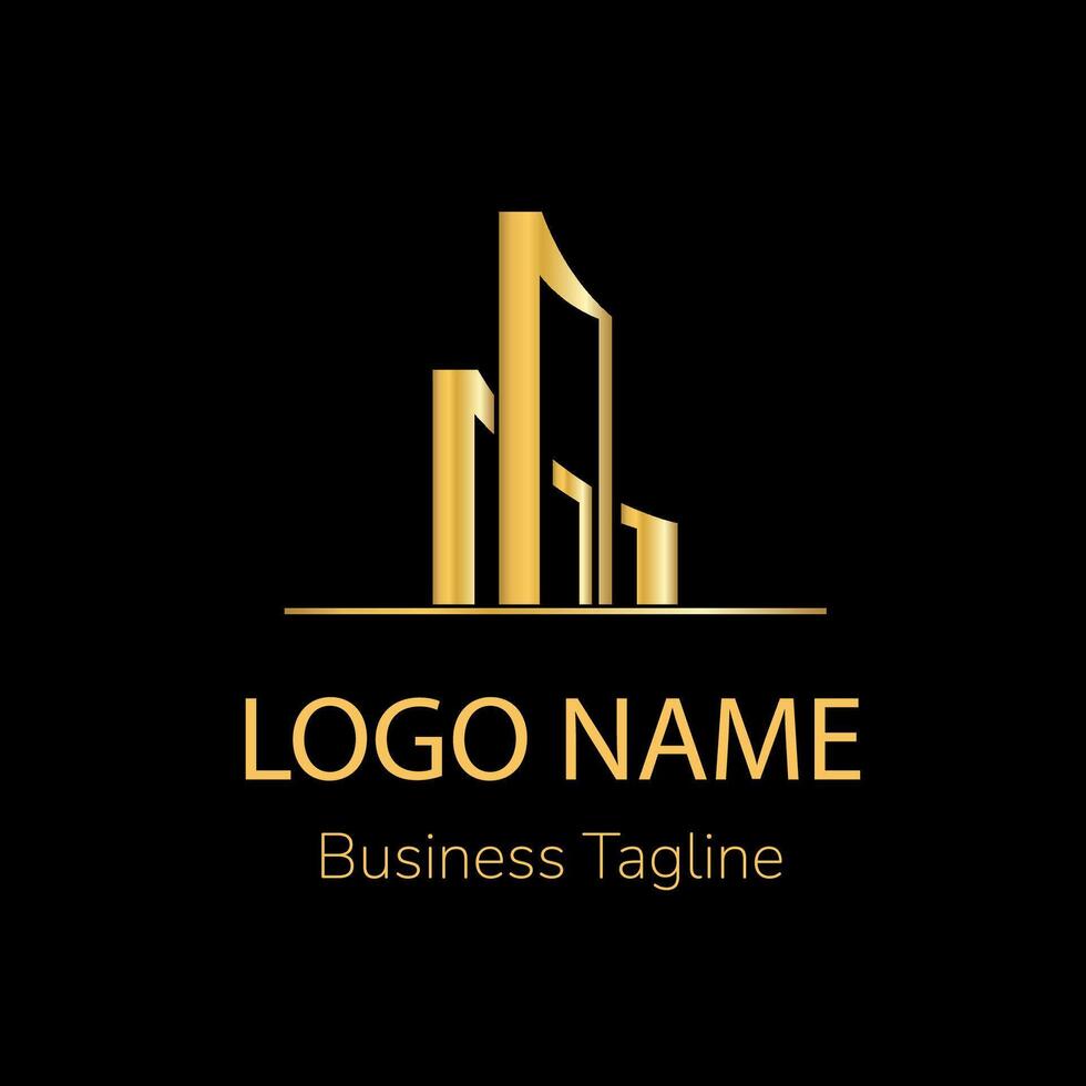 Logo Tower Gold Design Template vector