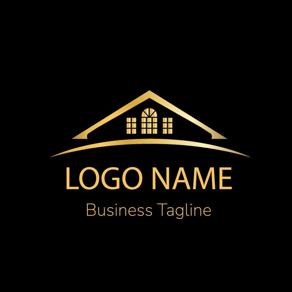 Logo House Gold Company Design Template vector