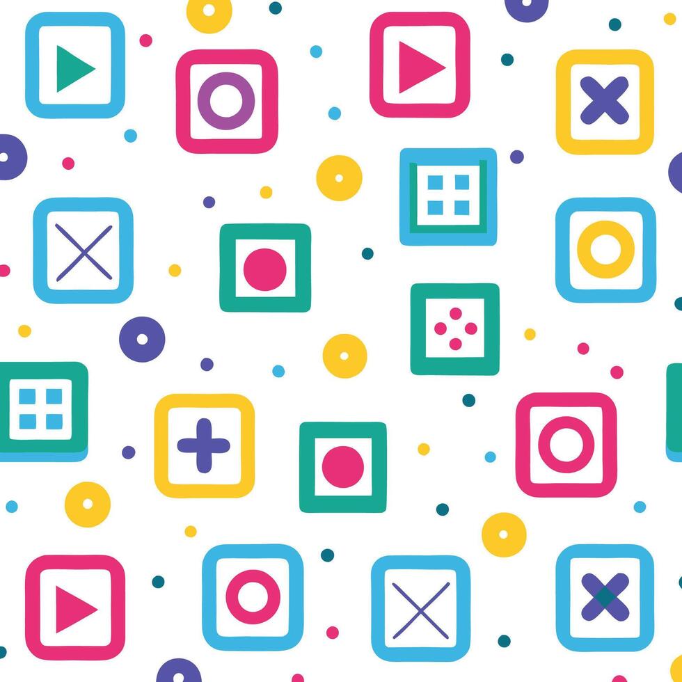 a colorful pattern with squares and circles vector