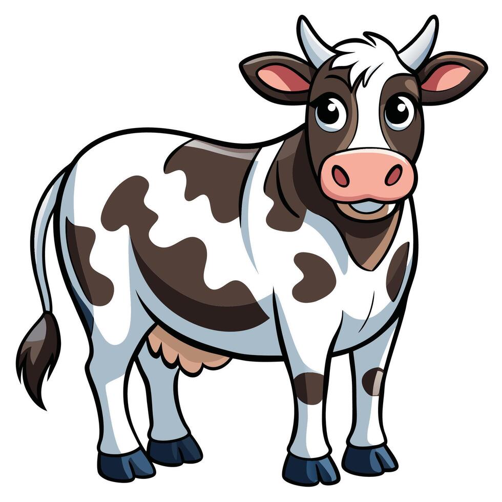 cartoon cow standing in front of a white background vector