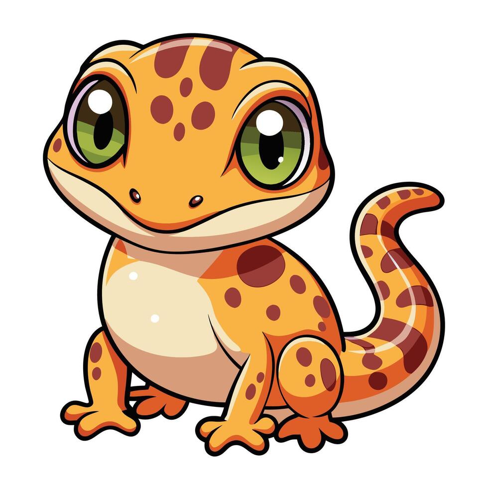 a cartoon lizard with big eyes and a white background vector