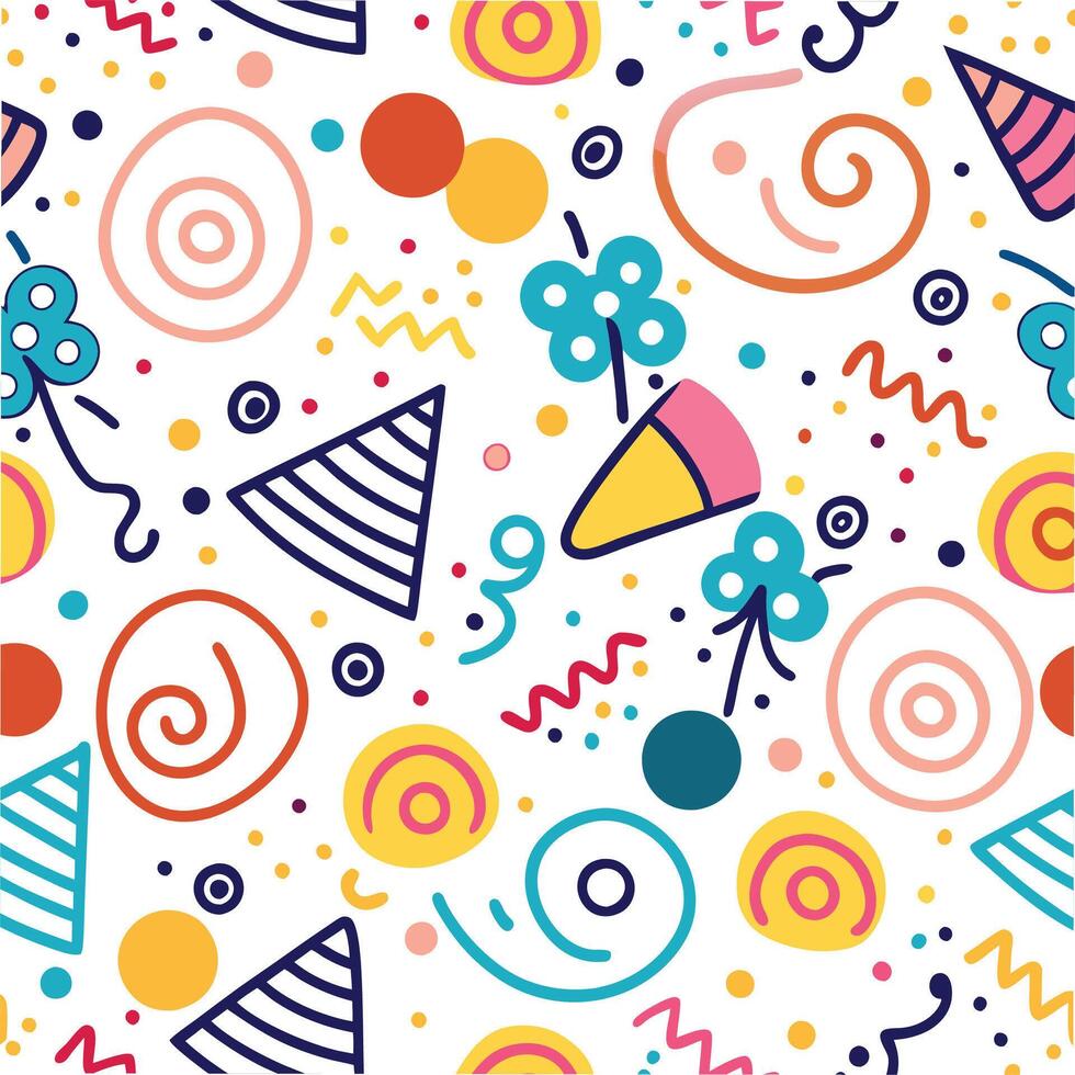 seamless pattern with colorful party items vector