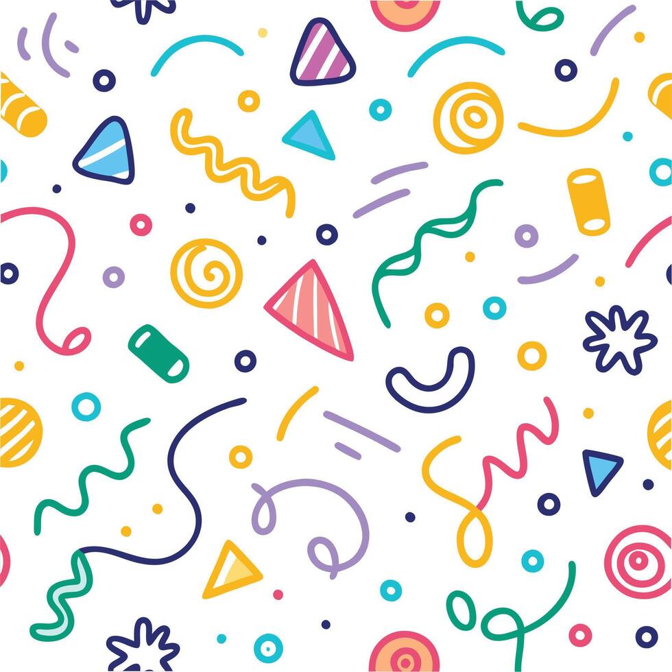 a colorful pattern with various shapes and lines vector