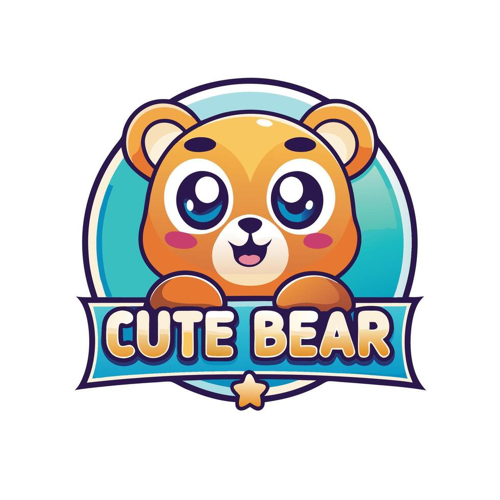 cute bear logo design vector