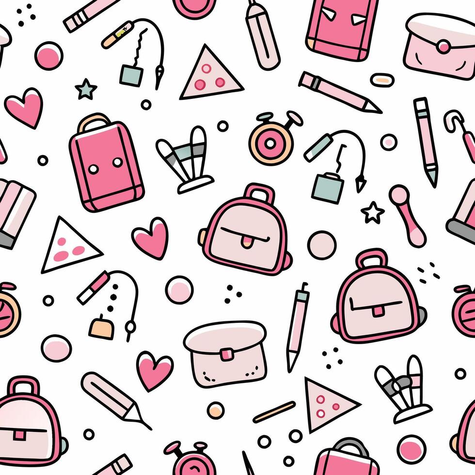 seamless pattern with school supplies vector